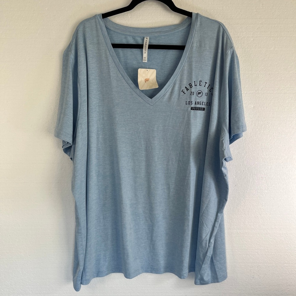 Fabletics Dry Flex V‎ Neck Tee Blue Heather Graphic 4X